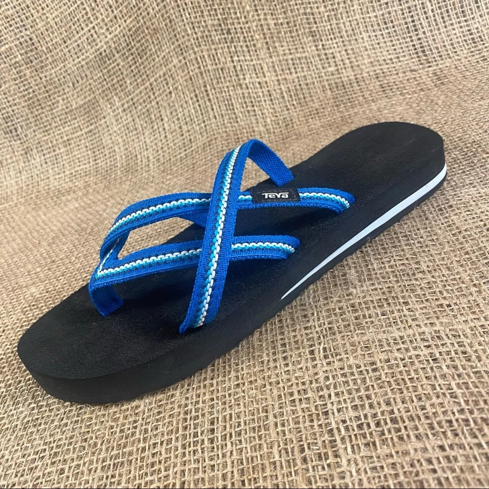 Teva sandals flip flops Blue strappy cushion Insoles Arch Support Sz  8 - Picture 3 of 12